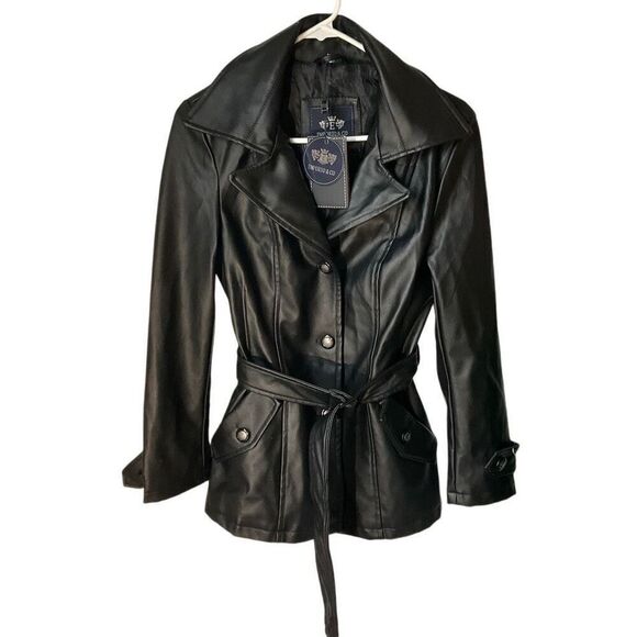 Emporio & Co Faux Leather Short Trench. Size Small. NWT. Made in Italy - Picture 2 of 16